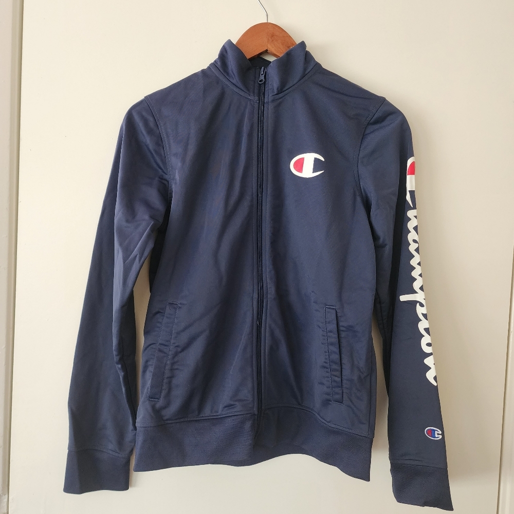 Champion Logo Track Jacket Gray with Logo Big Kids Boy's Size XL